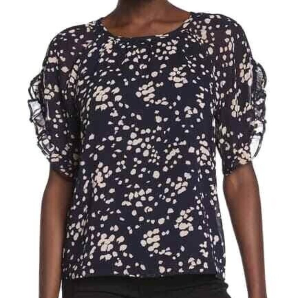 Madewell Top M Memento Short Ruffle Sleeve Drifting Petals M1731